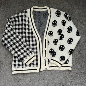 Black and White Smiley Face Cardigan
